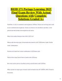 BIOD 171 Portage Learning 2025 Final Exam Review With Actual Questions with Complete Solut