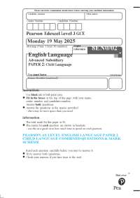 PEARSON AS LEVEL ENGLISH LANGUAGE PAPER 2 CHILD LANGUAGE COMBINED QUESTIONS & MARK SCHEME