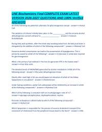 UNE Biochemistry Final COMPLETE EXAM LATEST VERSION 2026-2027 QUESTIONS AND 100% Verified