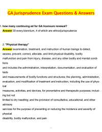 GA PT Jurisprudence Exam 2026 Questions with 100% Correct Answers Complete | Updated 2026