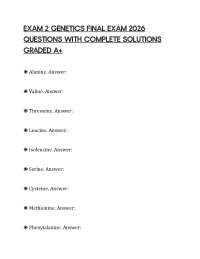 EXAM 2 GENETICS FINAL EXAM 2026 QUESTIONS WITH COMPLETE SOLUTIONS GRADED A+