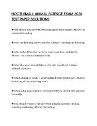 NOCTI SMALL ANIMAL SCIENCE EXAM 2026 TEST PAPER SOLUTIONS