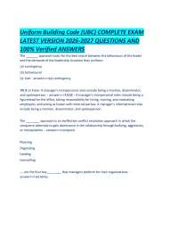 Uniform Building Code (UBC) COMPLETE EXAM LATEST VERSION 2026-2027 QUESTIONS AND 100% Veri