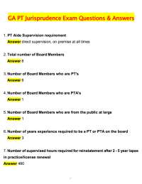 GA PT Jurisprudence Exam 2026 Questions with 100% Correct Answers Complete | Updated 2026