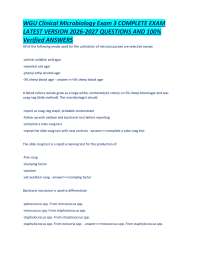 WGU Clinical Microbiology Exam 3 COMPLETE EXAM LATEST VERSION 2026-2027 QUESTIONS AND 100%