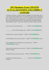 AWS Databases Exam UPDATED ACTUAL QUESTIONS AND CORRECT ANSWERS