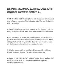ELEVATOR MECHANIC 2026 FULL QUESTIONS CORRECT ANSWERS GRADED A+
