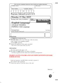 PEARSON AS LEVEL ENGLISH LANGUAGE PAPER 2 QUESTIONS AND MARK SCHEME 8ENO/02