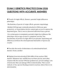 EXAM 2 GENETICS PRACTICE EXAM 2026 QUESTIONS WITH ACCURATE ANSWERS