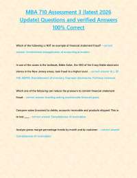 MBA 710 Assessment 3 {latest 2026 Update} Questions and verified Answers 100% Correct