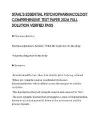 STAHL'S ESSENTIAL PSYCHOPHARMACOLOGY COMPREHENSIVE TEST PAPER 2026 FULL SOLUTION VERIFIED