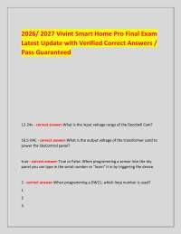2026/ 2027 Vivint Smart Home Pro Final Exam Latest Update with Verified Correct Answers /
