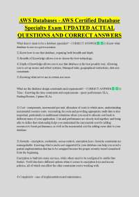 AWS Databases - AWS Certified Database Specialty Exam UPDATED ACTUAL QUESTIONS AND CORRE