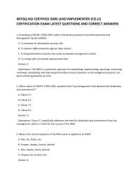 IBITGQ ISO CERTIFIED ISMS LEAD IMPLEMENTER (CIS LI) CERTIFICATION EXAM LATEST QUESTIONS A