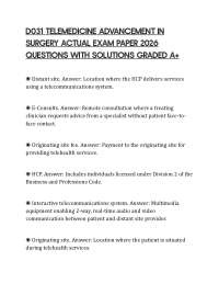 D031 TELEMEDICINE ADVANCEMENT IN SURGERY ACTUAL EXAM PAPER 2026 QUESTIONS WITH SOLUTIONS G