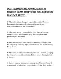 D031 TELEMEDICINE ADVANCEMENT IN SURGERY EXAM SCRIPT 2026 FULL SOLUTION PRACTICE TESTED
