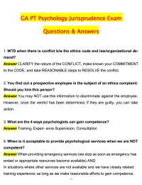 GA PT Psychology Jurisprudence Exam 2026 Questions with 100% Correct Answers Complete PDF