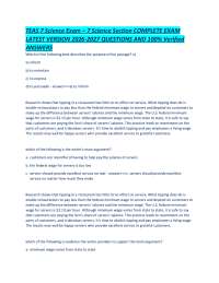 TEAS 7 Science Exam – 7 Science Section COMPLETE EXAM LATEST VERSION 2026-2027 QUESTIONS A