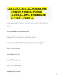 Lab 1 BIOD 151 (2025) Exam with Complete Solutions Protégé Learning…100% Updated and Ver