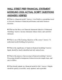 WALL STREET PREP FINANCIAL STATEMENT MODELING 2026 ACTUAL SCRIPT QUESTIONS ANSWERS VERIFIE