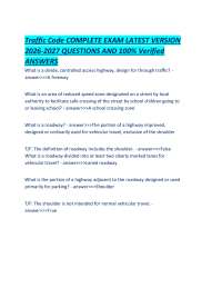 Traffic Code COMPLETE EXAM LATEST VERSION 2026-2027 QUESTIONS AND Verified ANSWERS.pdf