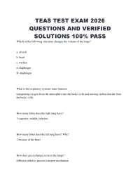 TEAS TEST EXAM 2026 QUESTIONS AND VERIFIED SOLUTIONS 100% PASS
