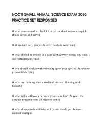 NOCTI SMALL ANIMAL SCIENCE EXAM 2026 PRACTICE SET RESPONSES