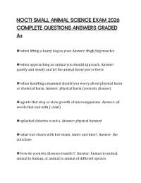 NOCTI SMALL ANIMAL SCIENCE EXAM 2026 COMPLETE QUESTIONS ANSWERS GRADED A+