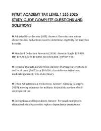 INTUIT ACADEMY TAX LEVEL 1 335 2026 STUDY GUIDE COMPLETE QUESTIONS AND SOLUTIONS