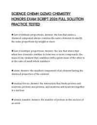 SCIENCE CHEMH GIZMO CHEMISTRY HONORS EXAM SCRIPT 2026 FULL SOLUTION PRACTICE TESTED