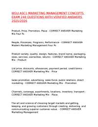 WGU ASC1 MARKETING MANAGEMENT CONCEPTS EXAM 248 QUESTIONS WITH VERIFIED ANSWERS 2025/2026