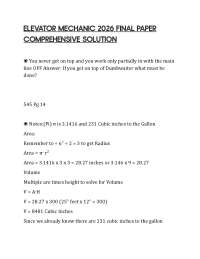 ELEVATOR MECHANIC 2026 FINAL PAPER COMPREHENSIVE SOLUTION