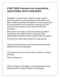 CON 7800 Commercial Acquisition QUESTIONS WITH ANSWERS