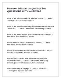 Pearson Edexcel Large Data Set QUESTIONS WITH ANSWERS