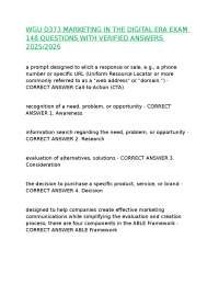 WGU D373 MARKETING IN THE DIGITAL ERA EXAM 148 QUESTIONS WITH VERIFIED ANSWERS 2025/2026