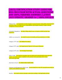 (2025) CERTIFICATION STUDY GUIDE FOR NHA CBCS EXAM WITH ACTUAL QUESTIONS AND 100% VERIFI