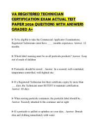 VA REGISTERED TECHNICIAN CERTIFICATION EXAM ACTUAL TEST PAPER 2026 QUESTIONS WITH ANSWERS