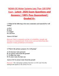 NGWA (K) Water Systems Less Than 100 GPM Exam Latest 2026 Exam Questions and Answers |