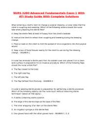 NURS 3280 Advanced Fundamentals Exam 1 With ATI Study Guide With Complete Solutions.
