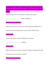 California ARF Administrator Examination Questions and answers 100% Pass| Updated 2026