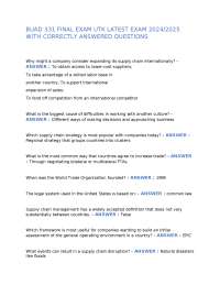 BUAD 331 FINAL EXAM UTK LATEST EXAM WITH CORRECTLY ANSWERED QUESTIONS