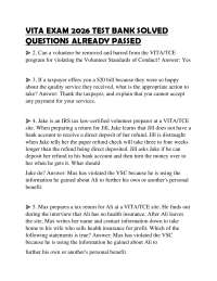 VITA EXAM 2026 TEST BANK SOLVED QUESTIONS ALREADY PASSED