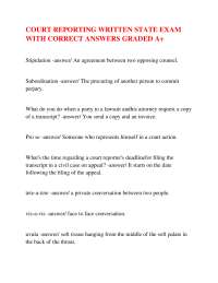 COURT REPORTING WRITTEN STATE EXAM WITH CORRECT ANSWERS GRADED A+