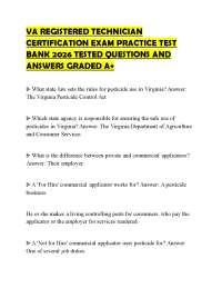 VA REGISTERED TECHNICIAN CERTIFICATION EXAM PRACTICE TEST BANK 2026 TESTED QUESTIONS AND A