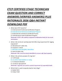 ETCP CERTIFIED STAGE TECHNICIAN EXAM QUESTION AND CORRECT ANSWERS (VERIFIED ANSWERS)