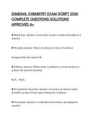 ZUMDAHL CHEMISTRY EXAM SCRIPT 2026 COMPLETE QUESTIONS SOLUTIONS APPROVED A+