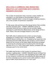 WGU D381 E-COMMERCE AND MARKETING ANALYTICS 187 QUESTIONS WITH VERIFIED ANSWERS 2025/2026
