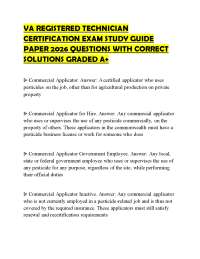 VA REGISTERED TECHNICIAN CERTIFICATION EXAM STUDY GUIDE PAPER 2026 QUESTIONS WITH CORRECT