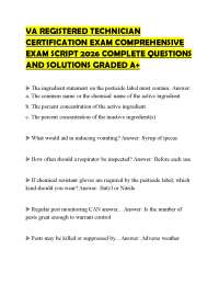 VA REGISTERED TECHNICIAN CERTIFICATION EXAM COMPREHENSIVE EXAM SCRIPT 2026 COMPLETE QUESTI