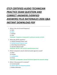 ETCP CERTIFIED AUDIO TECHNICIAN PRACTICE EXAM QUESTION AND CORRECT ANSWERS